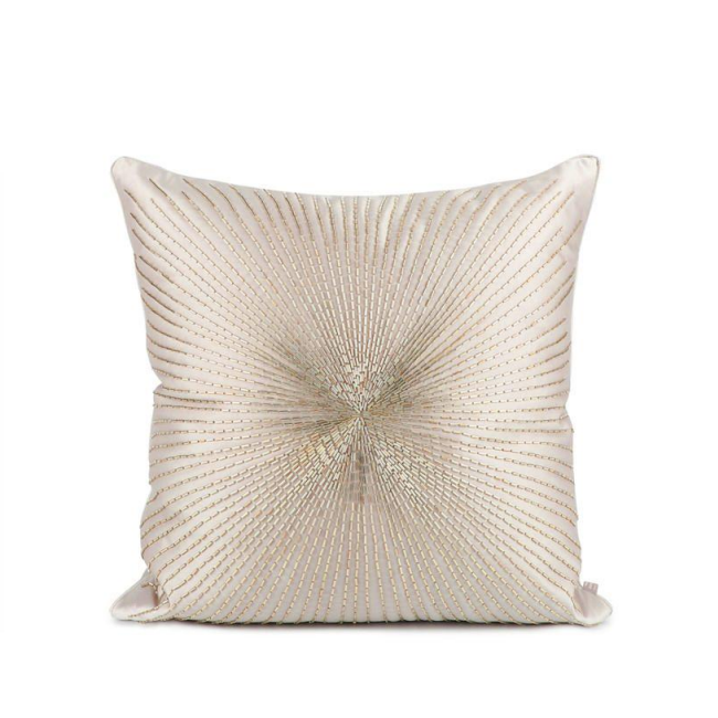 Beaded Champagne Satin Statement Pillow