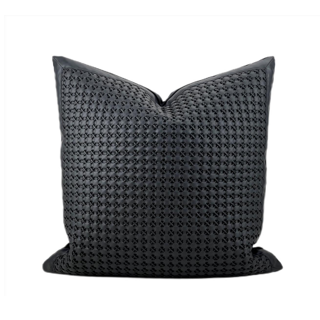 Fine Hand-Woven Intrecciato Leather Pillow